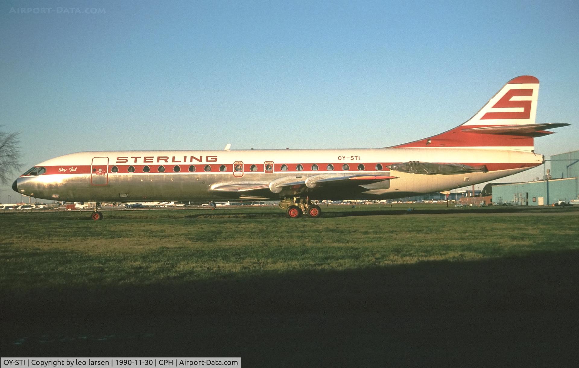 OY-STI, 1969 Sud Aviation SE-210 Caravelle 10B3 Super B C/N 265, Copenhagen 30.11.1990.without engines