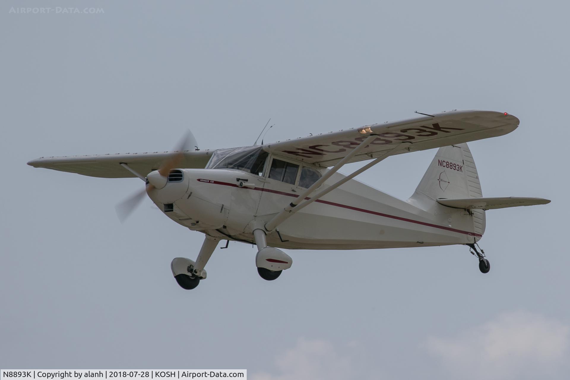 N8893K, 1947 Stinson 108-1 Voyager C/N 108-1893, Departing AirVenture 2018