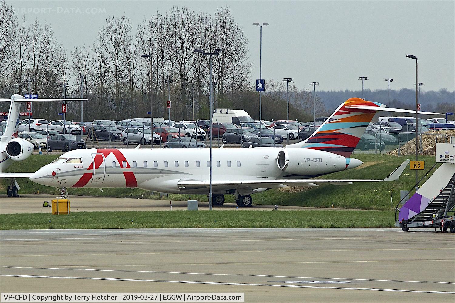 VP-CFD, 2005 Bombardier Challenger 604 (CL-600-2B16) C/N 5616, At Luton