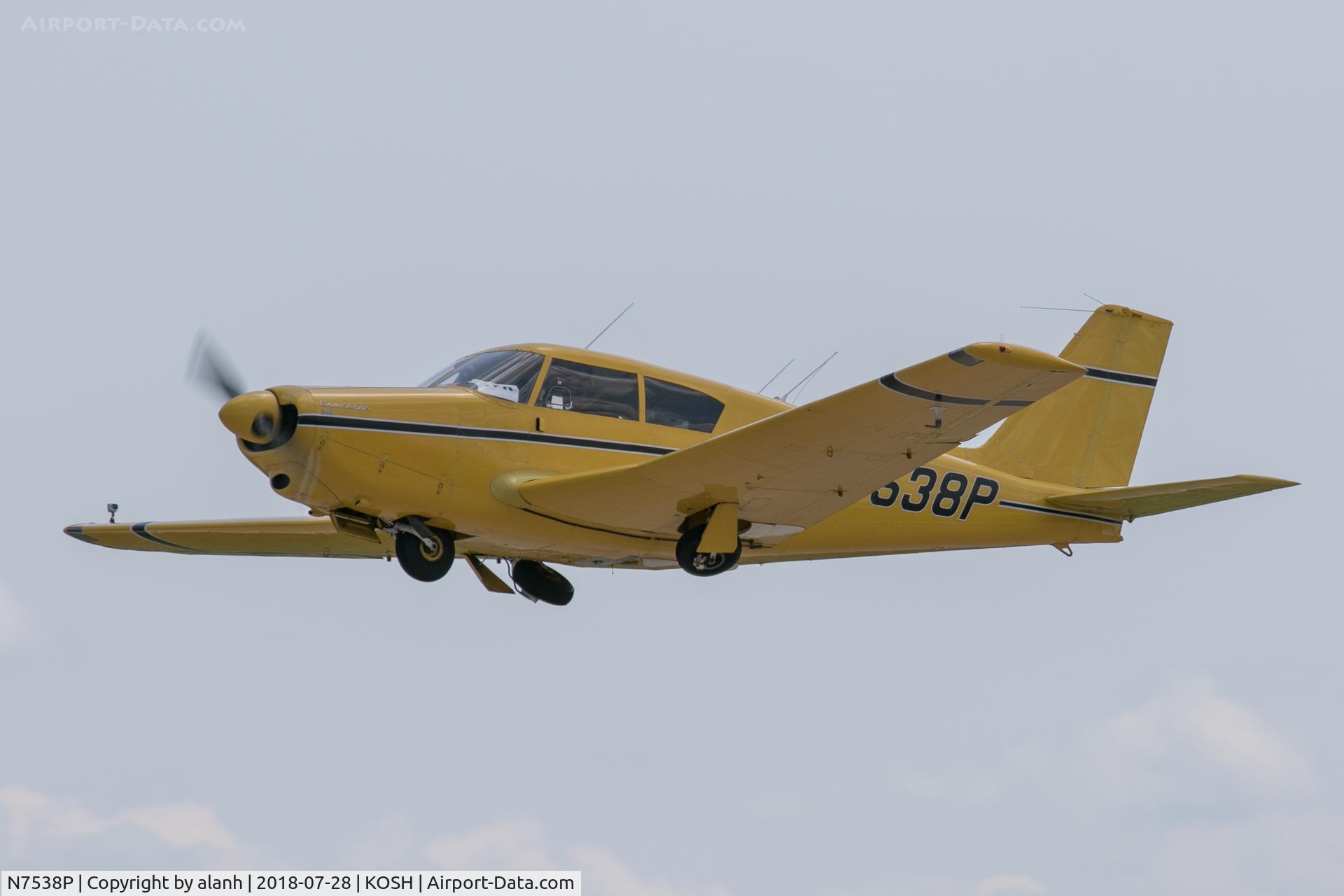 N7538P, 1961 Piper PA-24-250 Comanche C/N 24-2743, Departing AirVenture 2018