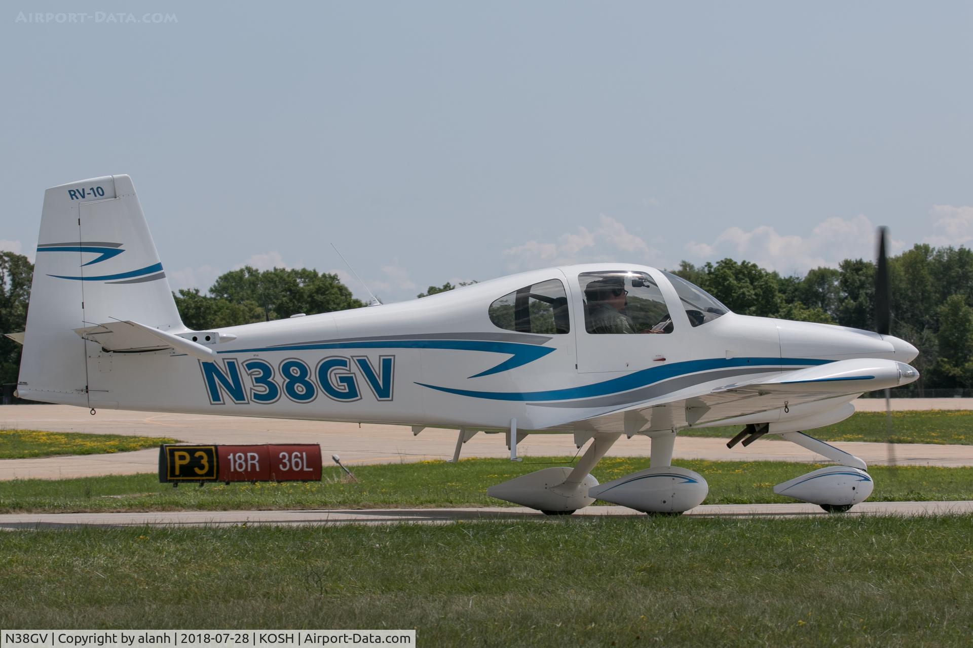 N38GV, 2010 Vans RV-10 C/N 40850, Taxiing for departure, AirVenture 2018