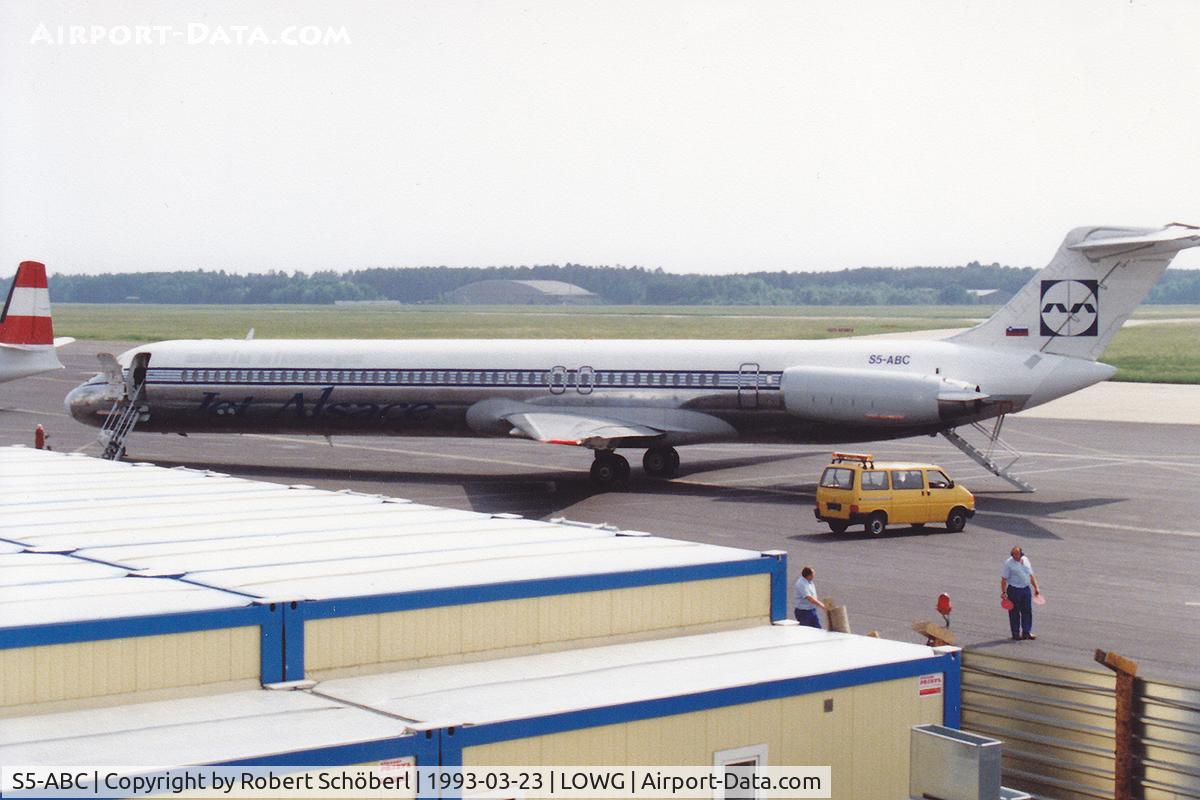 S5-ABC, 1985 McDonnell Douglas MD-82 (DC-9-82) C/N 49379, S5-ABC @ LOWG 1993