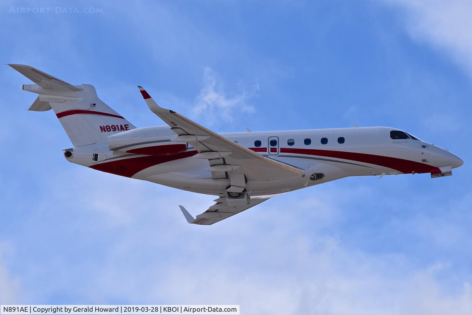 N891AE, 2017 Embraer EMB-550 Legacy 500 C/N 55000075, Departing BOI.