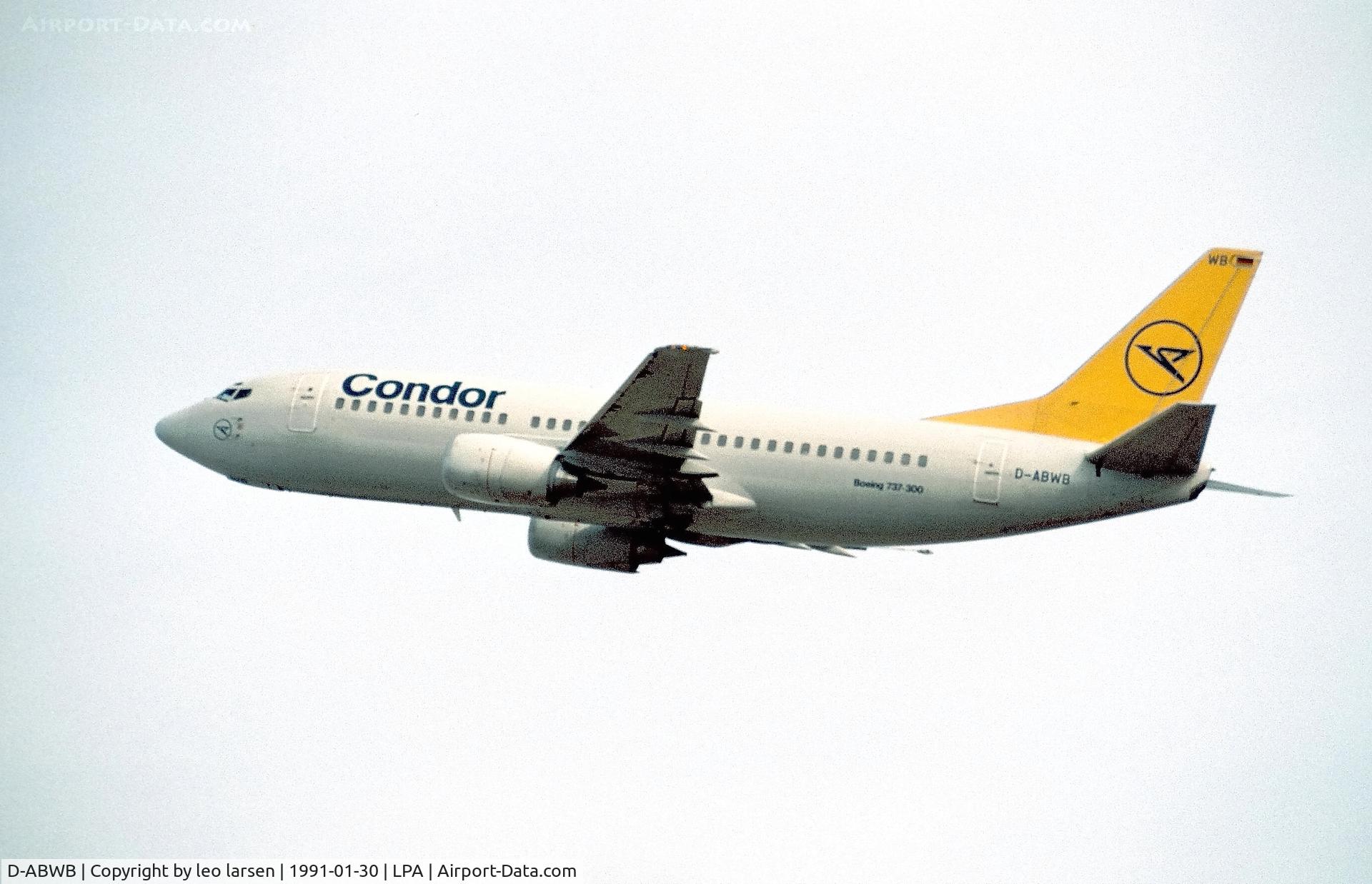 D-ABWB, 1987 Boeing 737-330 C/N 23834, Las Palmas 30.1.1991