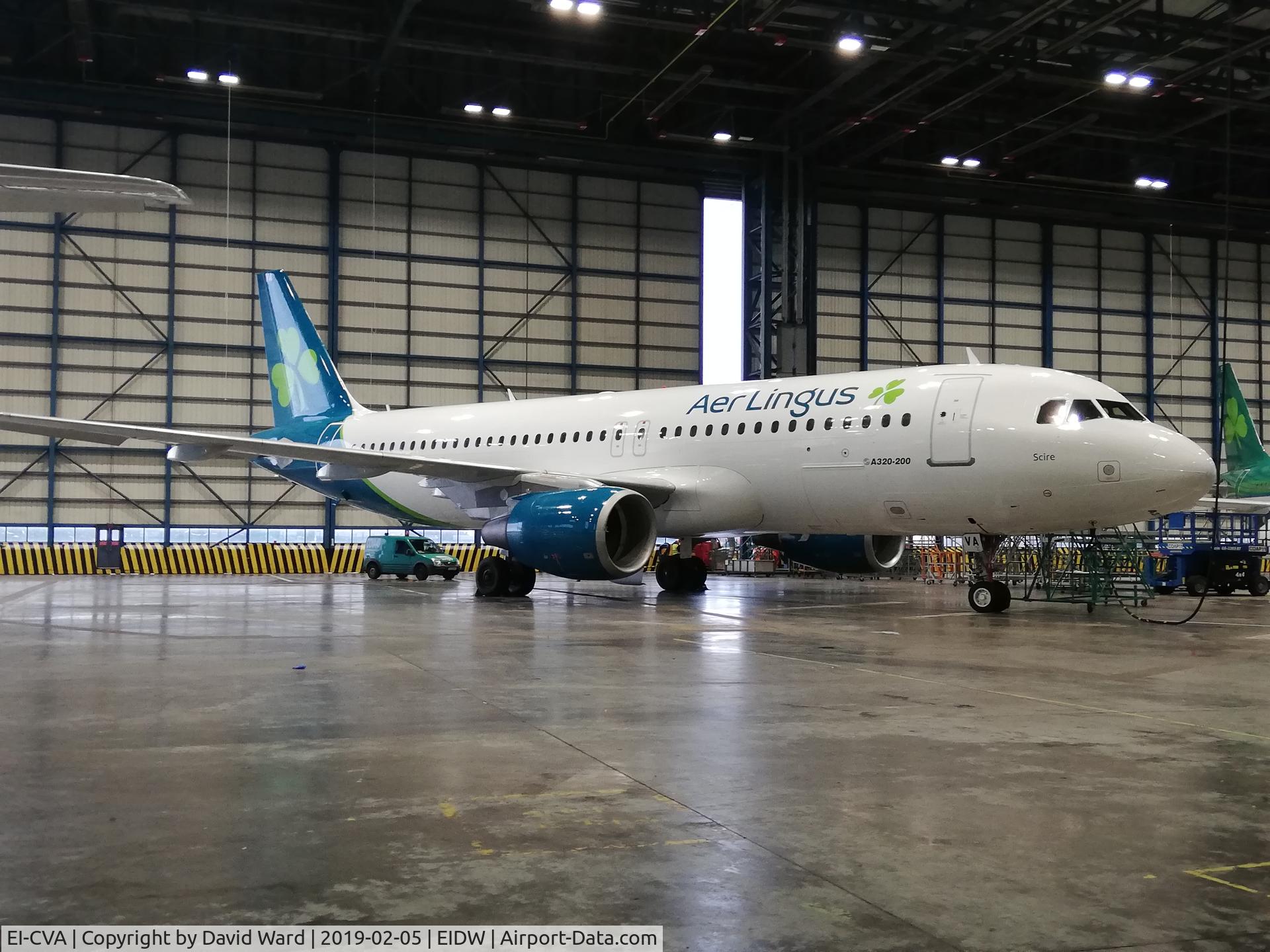 EI-CVA, 2000 Airbus A320-214 C/N 1242, Aer Lingus EI-CVA In EIN New Livery Parked Up In Hangar 5 At Dublin