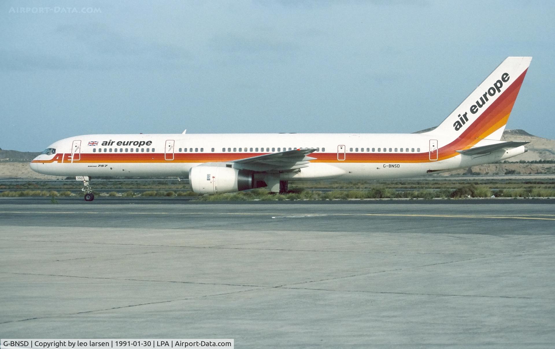 G-BNSD, 1988 Boeing 757-236 C/N 24118, Las Palmas 30.1.1991