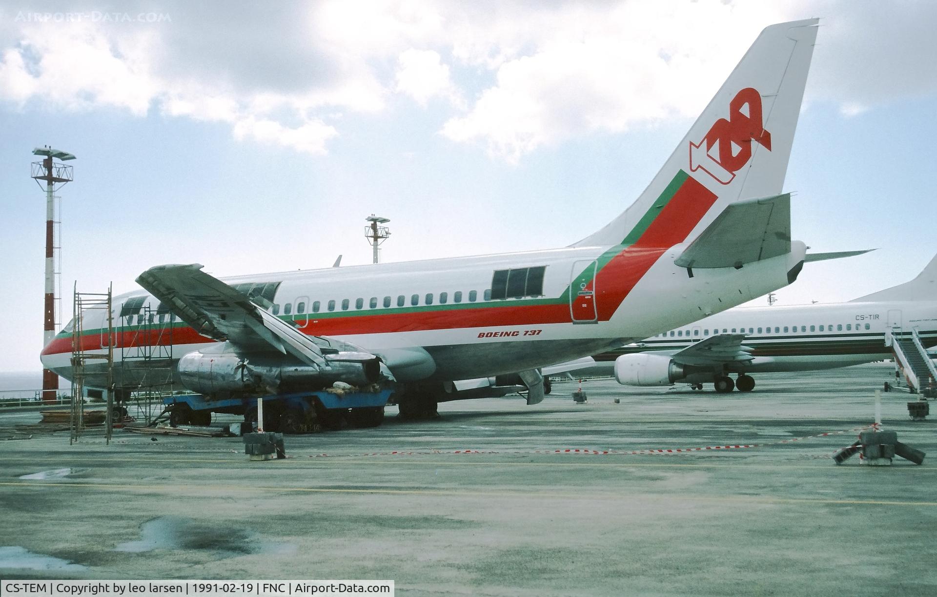 CS-TEM, 1983 Boeing 737-282 C/N 23043, Funchal 19.2.1991.After landing accident