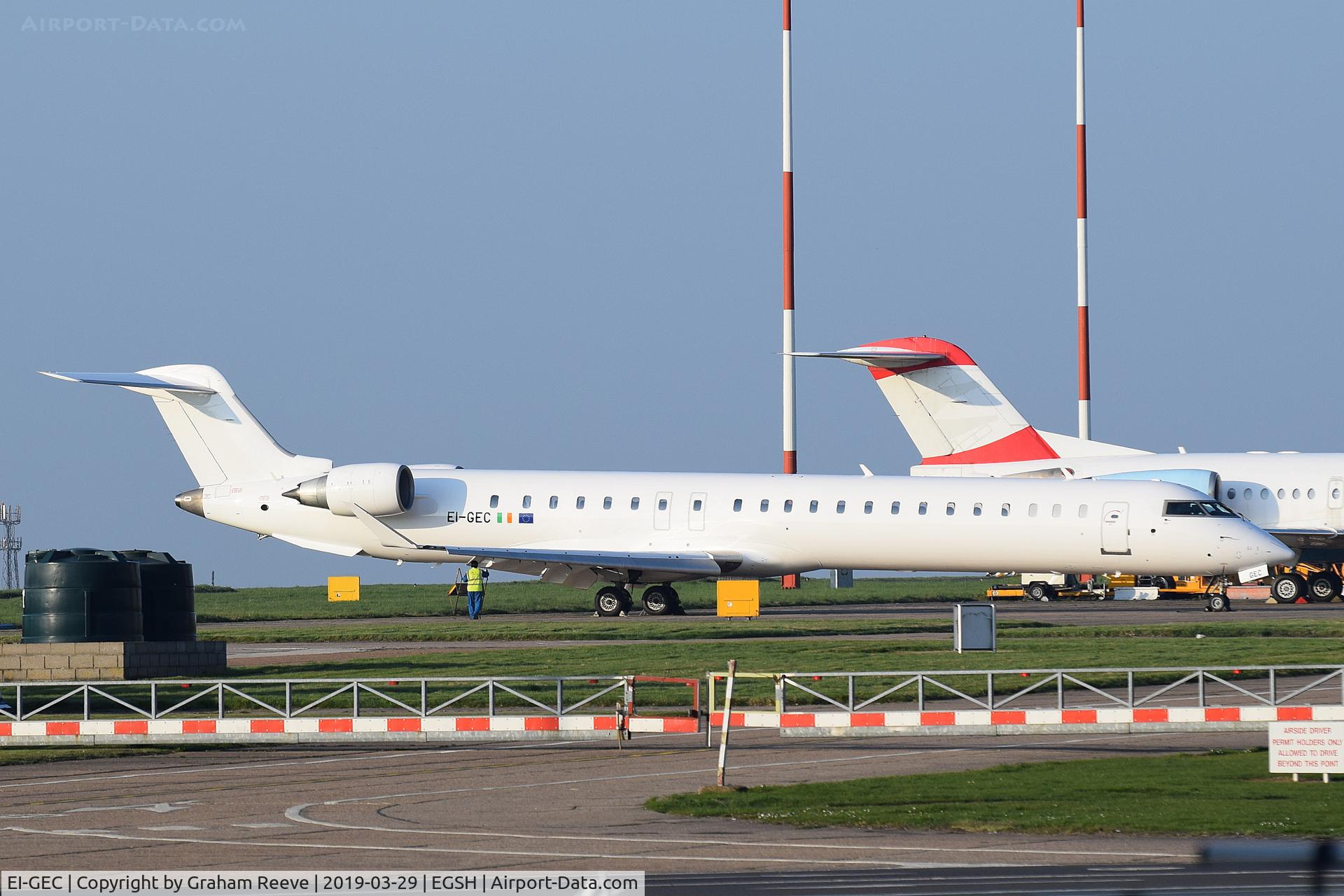 EI-GEC, 2009 Bombardier CRJ-900 NG (CL-600-2D24) C/N 15246, Parked at Norwich after a re-spray.