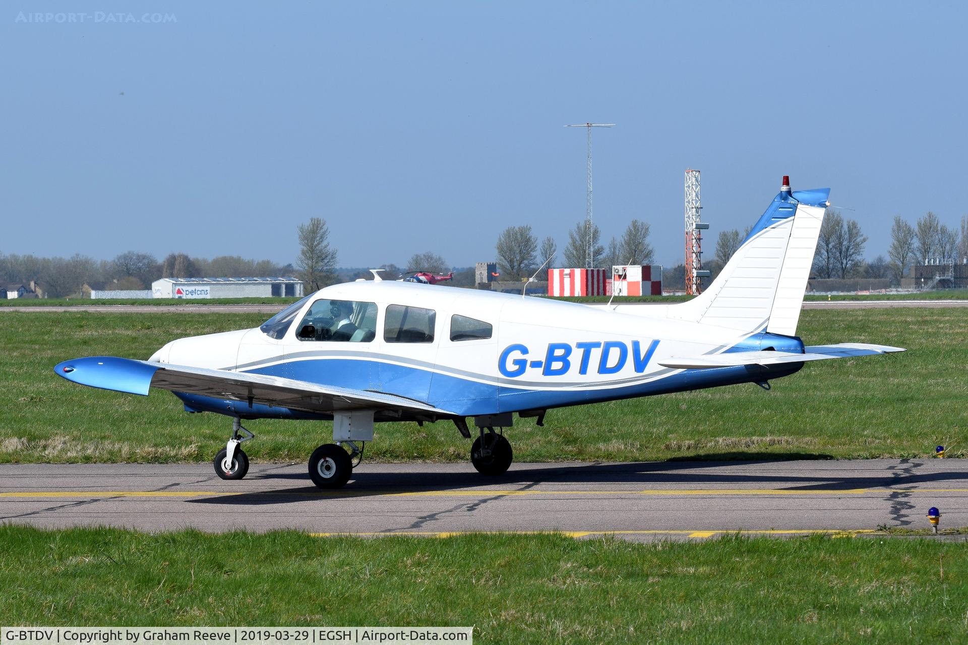 G-BTDV, 1978 Piper PA-28-161 Cherokee Warrior II C/N 28-7816355, Departing from Norwich.