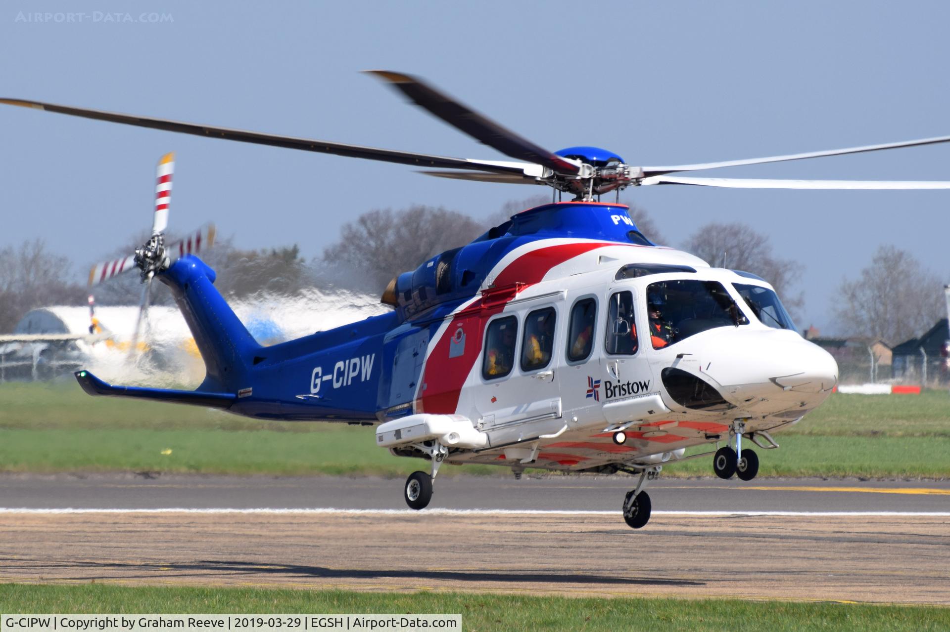 G-CIPW, 2013 AgustaWestland AW-139 C/N 41344, Landing at Norwich.