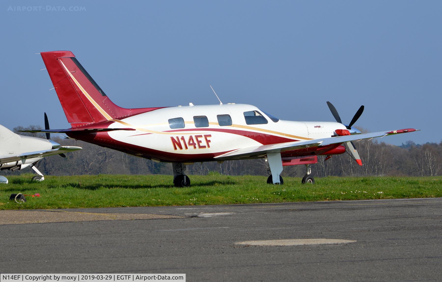 N14EF, 1988 Piper PA-46-350P Malibu Mirage C/N 4622009, Piper PA-46-350P Malibu Jet Prop DLX at Fairoaks.