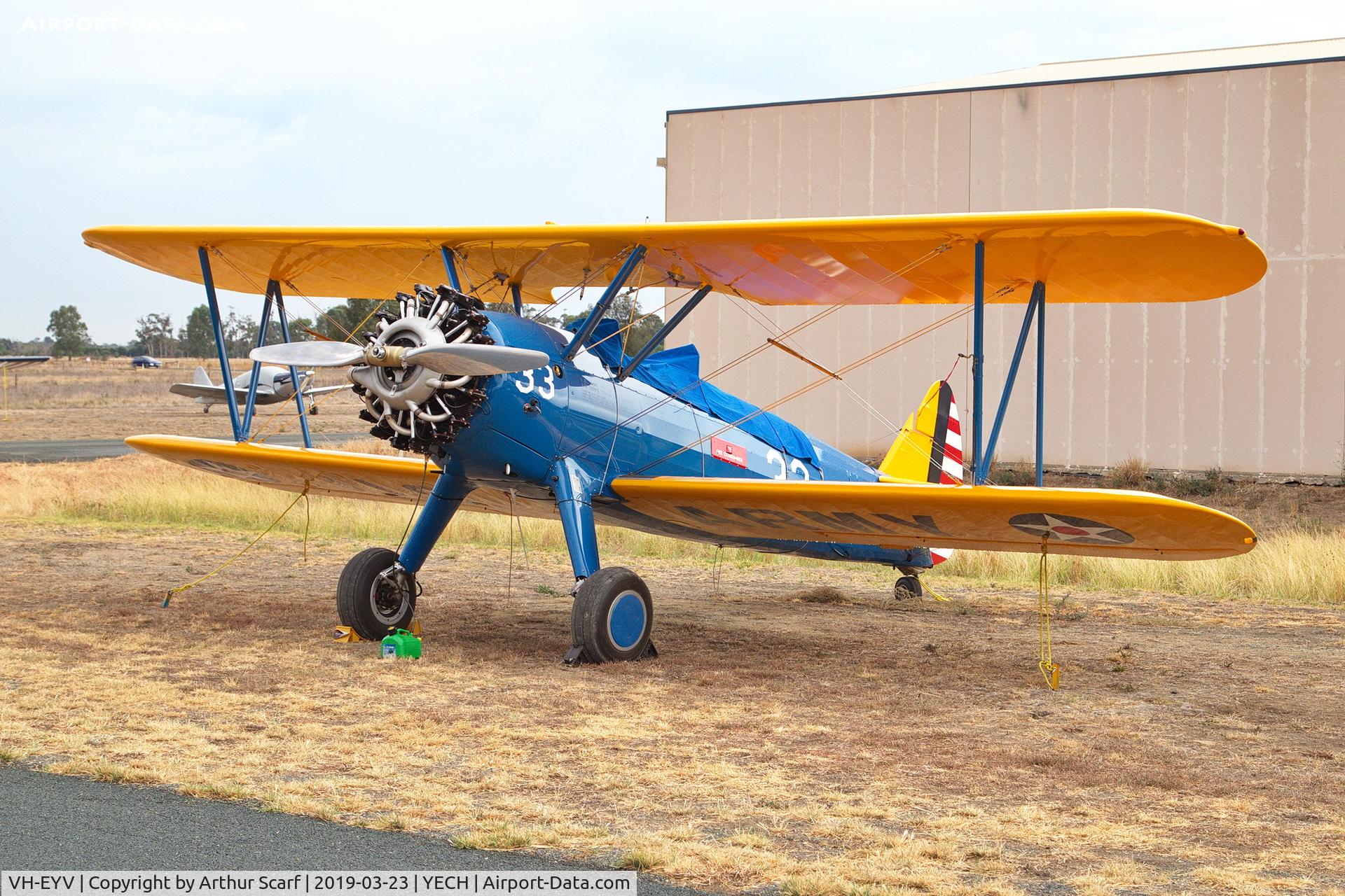 VH-EYV, 1941 Boeing A75N1 C/N 75-678, VH-EYV Antique Aeroplane Association of Australia fly in Echuca Vic 2019