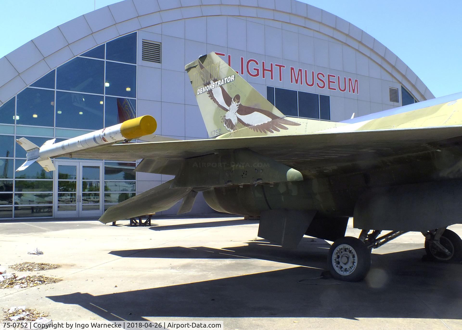 75-0752, 1975 General Dynamics YF-16B Fighting Falcon C/N 62-2, General Dynamics YF-16B Fighting Falcon at the Frontiers of Flight Museum, Dallas TX