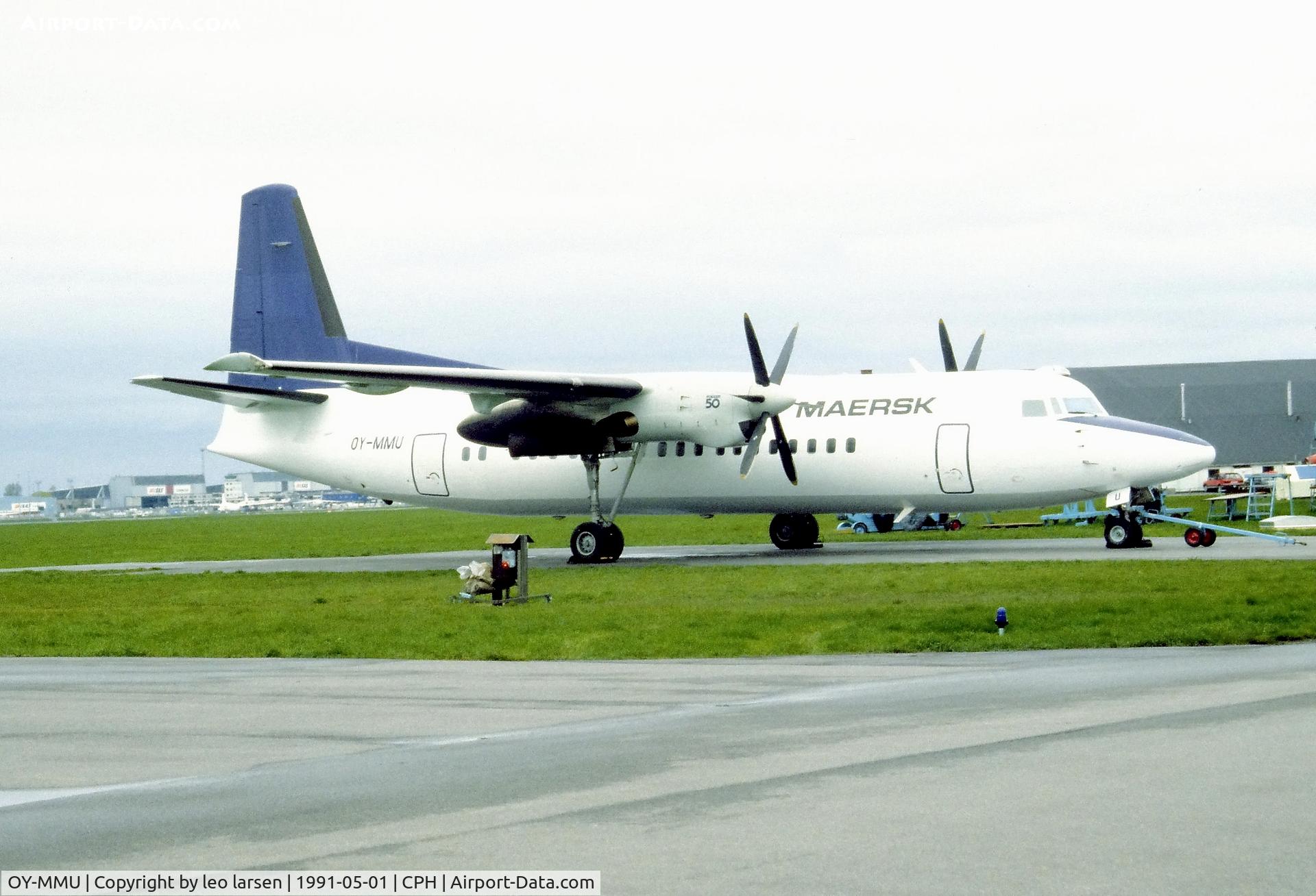 OY-MMU, 1989 Fokker 50 C/N 20153, Copenhagen 1.5.1991