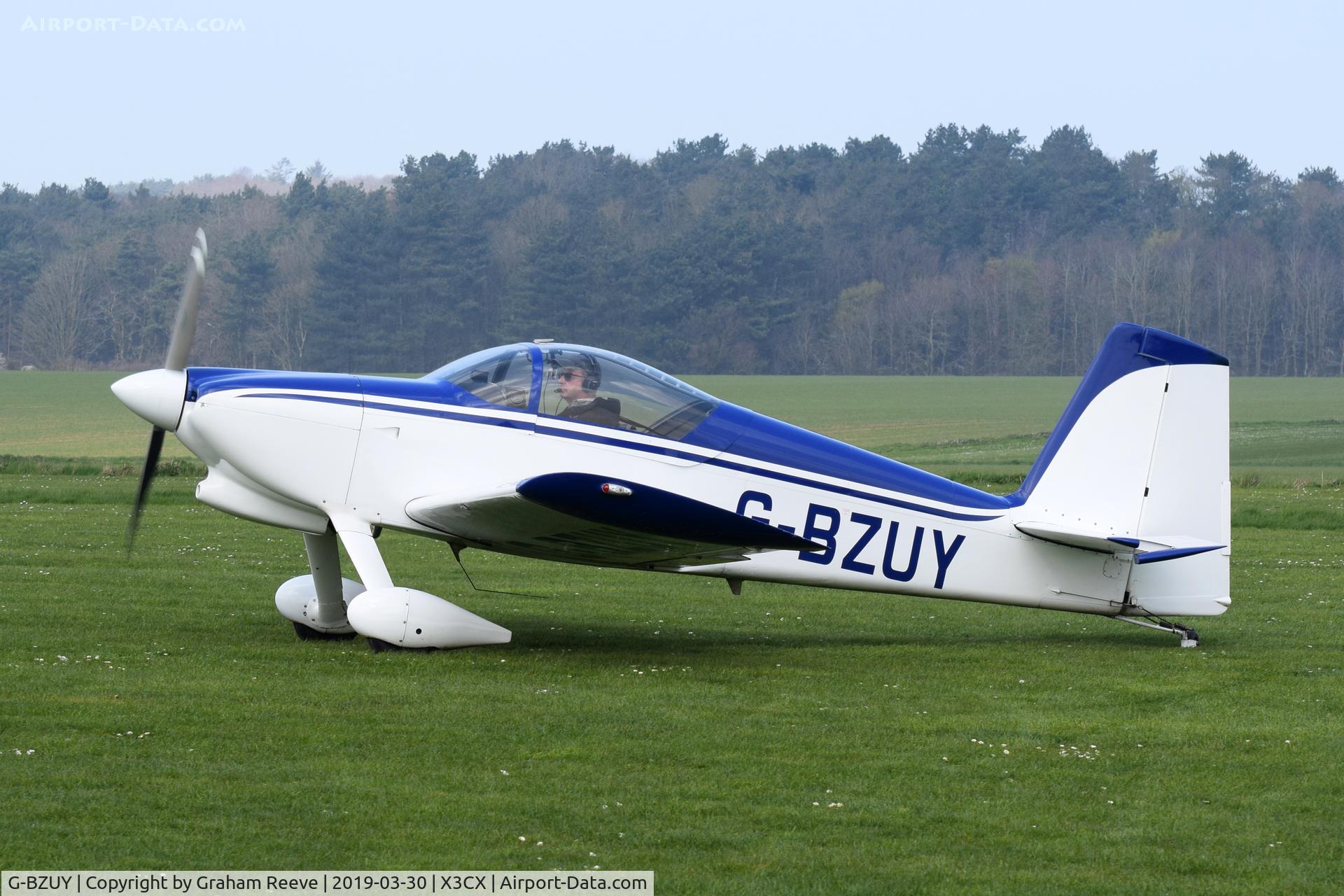 G-BZUY, 2001 Vans RV-6 C/N PFA 181A-13471, Just landed at Northrepps.