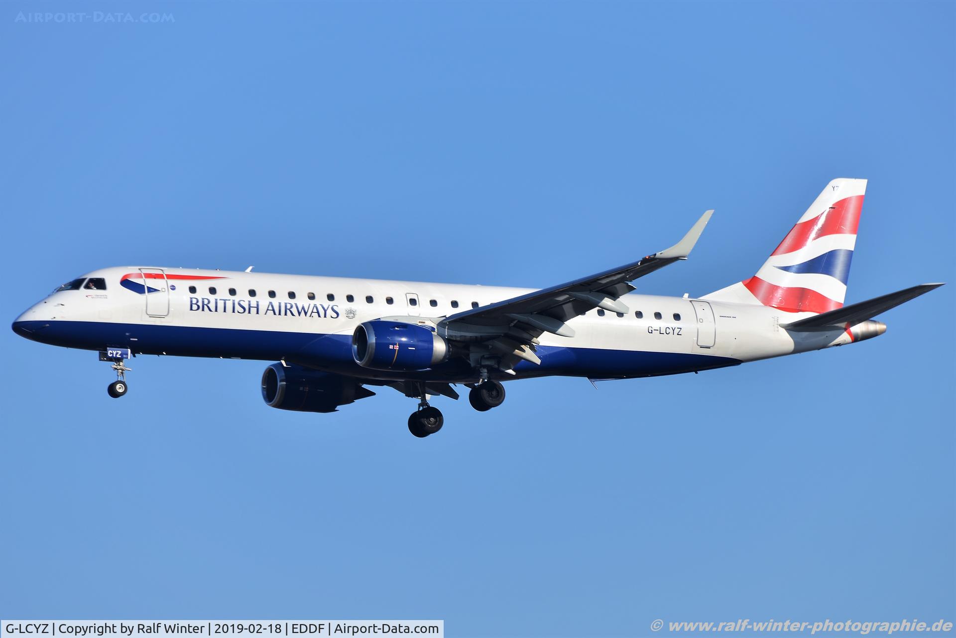 G-LCYZ, 2011 Embraer 190LR (ERJ-190-100LR) C/N 19000404, Embraer ERJ-190LR 190-100LR - SFE BA British Airways Cityflyer - 19000404 - G-LCYZ - 18.02.2019 - FRA