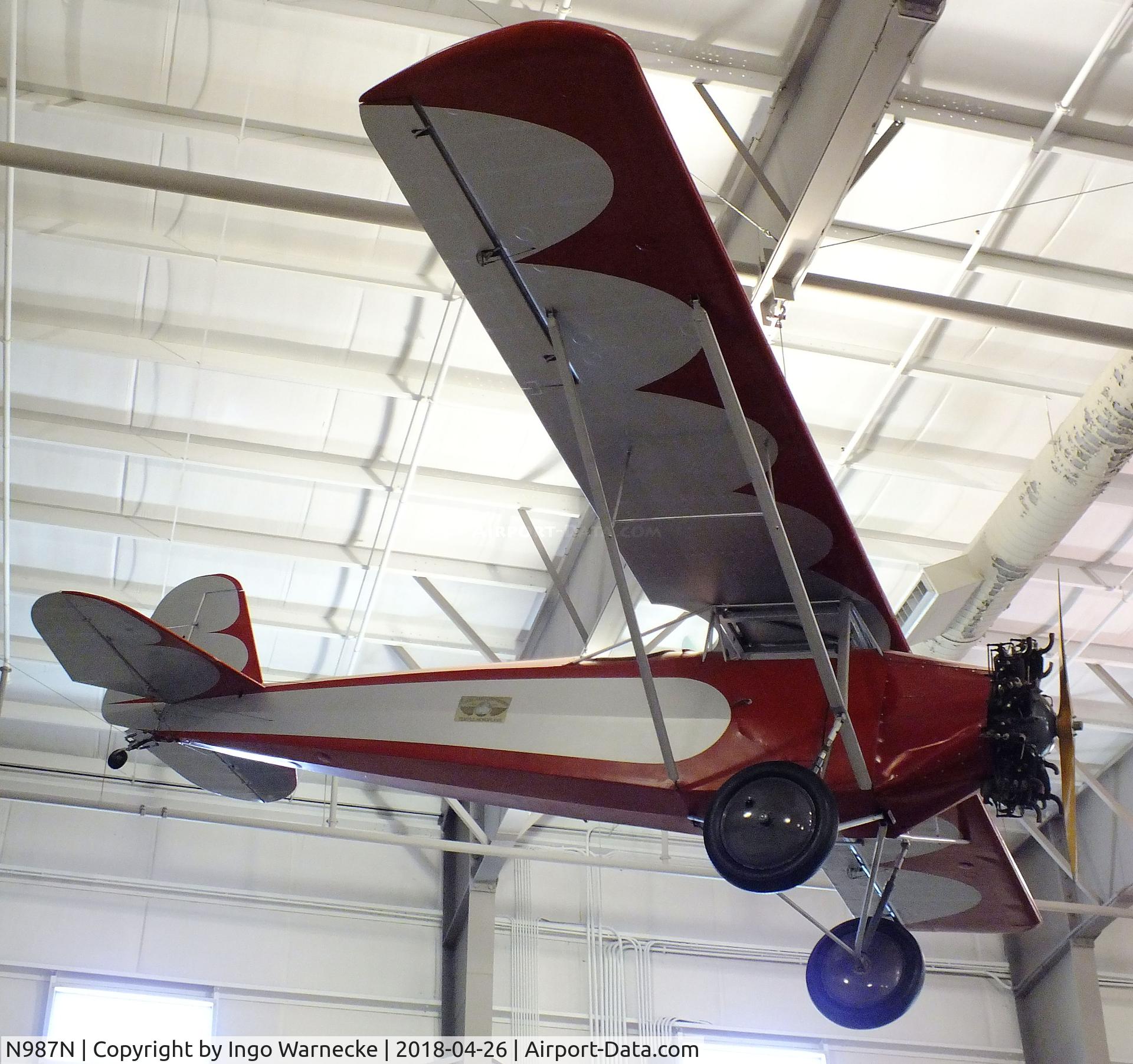 N987N, 1990 Temple Sportsman C/N 107R, Texas-Temple Sportsman, rebuilt in 1990 with different engine, at the Frontiers of Flight Museum, Dallas TX