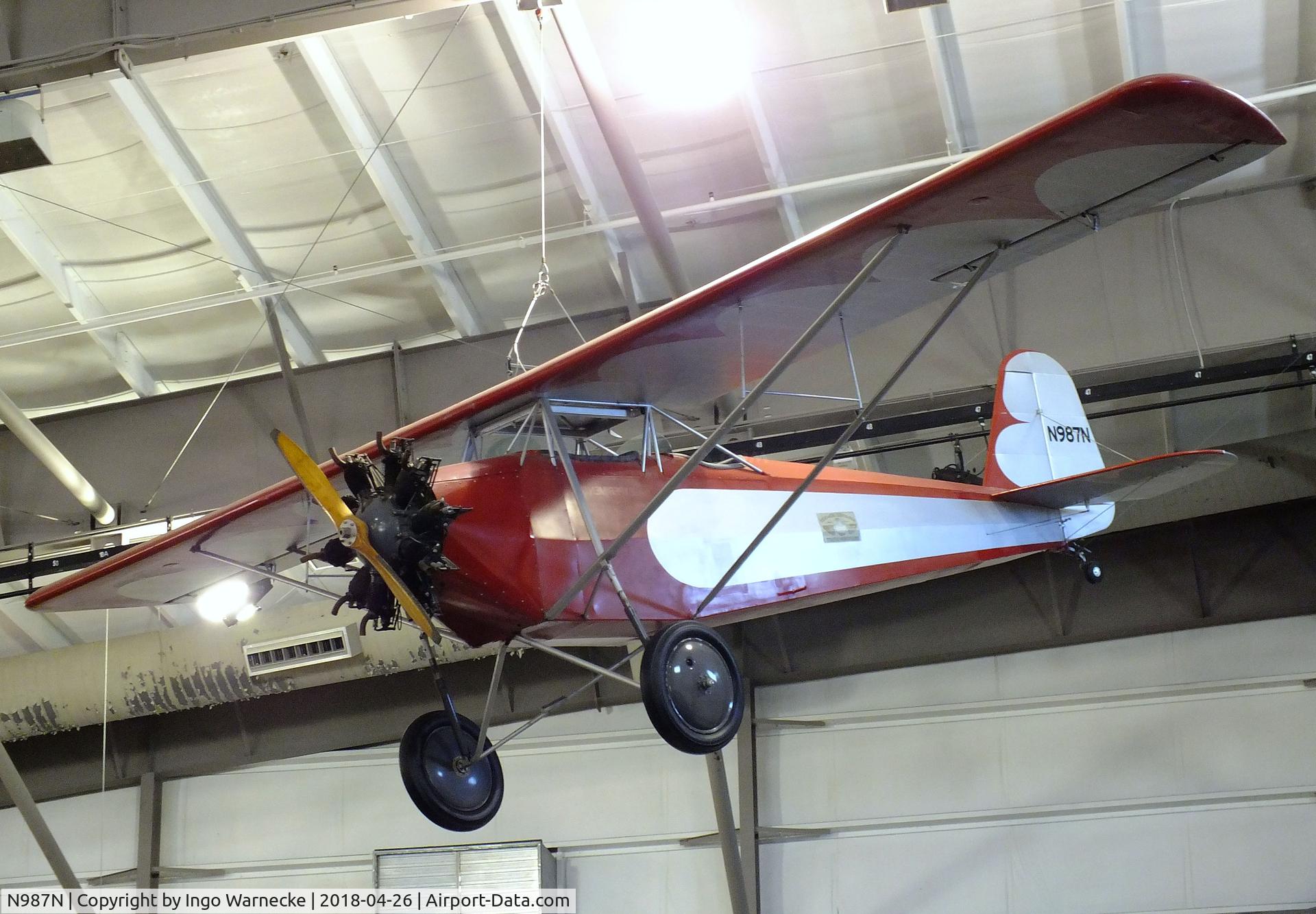 N987N, 1990 Temple Sportsman C/N 107R, Texas-Temple Sportsman, rebuilt in 1990 with different engine, at the Frontiers of Flight Museum, Dallas TX