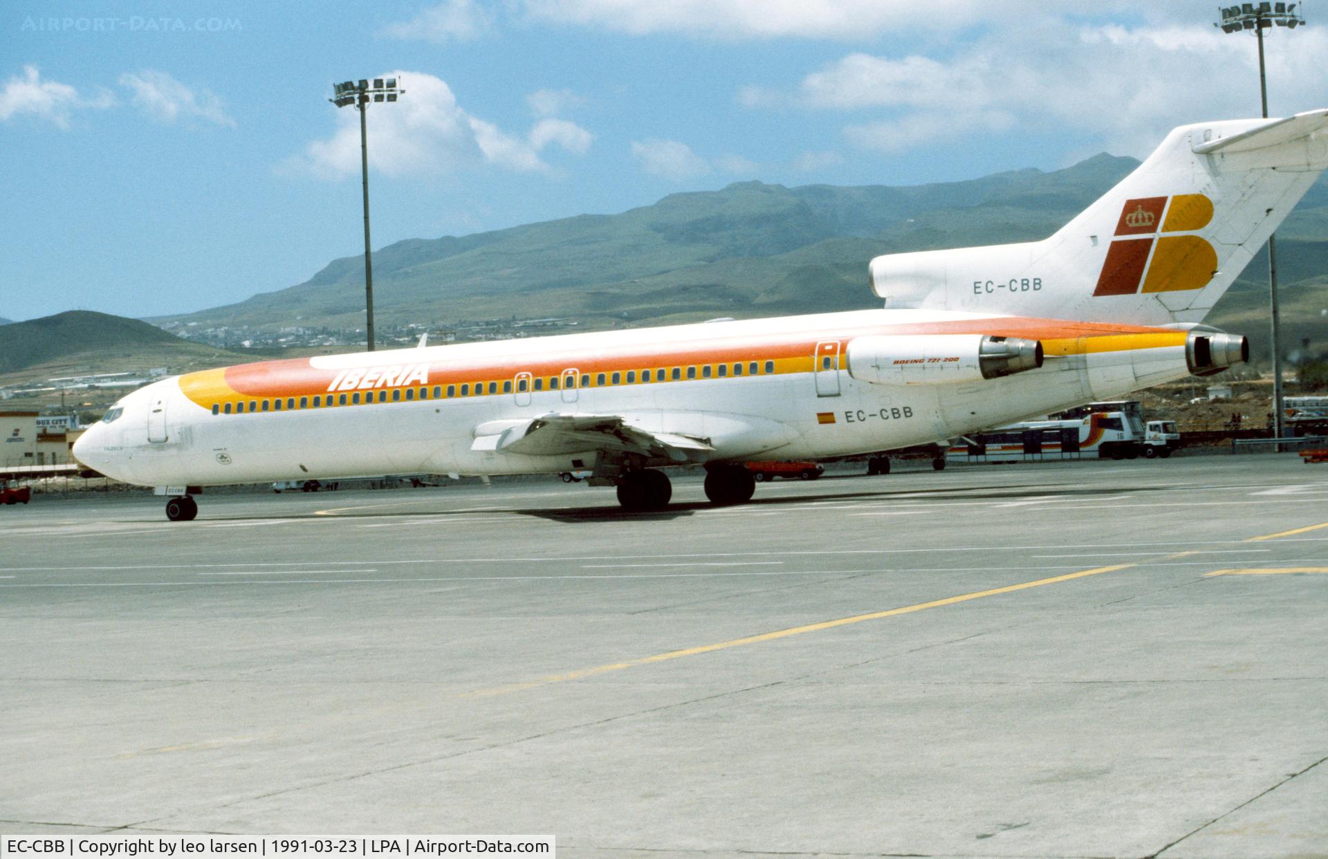 EC-CBB, 1972 Boeing 727-256 C/N 20596, Las Palmas 23.3.1991