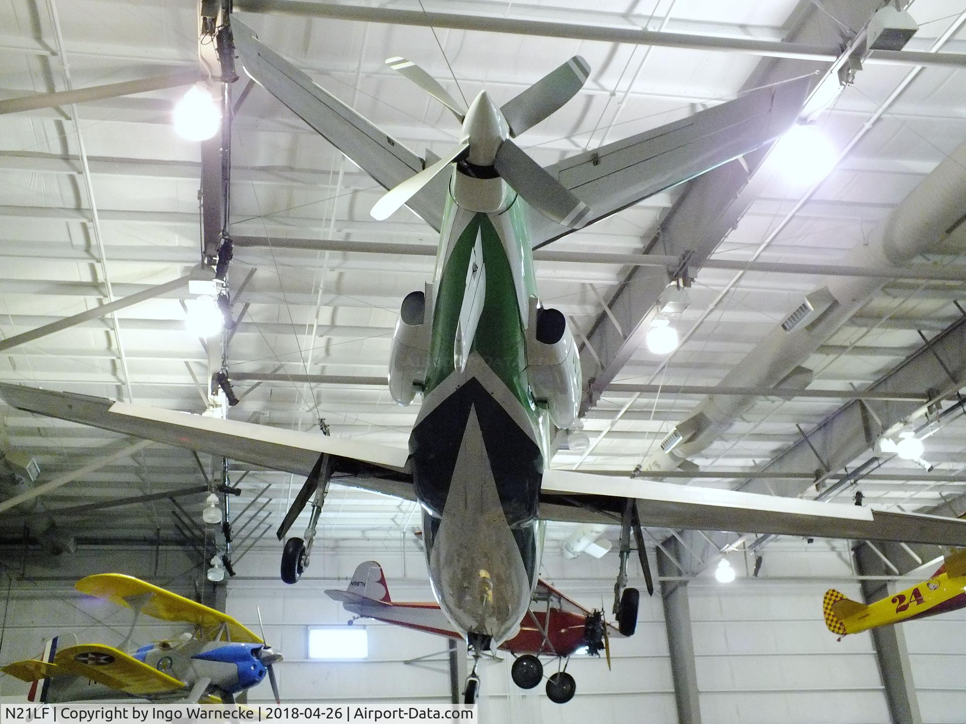 N21LF, 1982 LearAvia Lear Fan 2100 C/N E003, LearAvia Lear Fan LF 2100 at the Frontiers of Flight Museum, Dallas TX