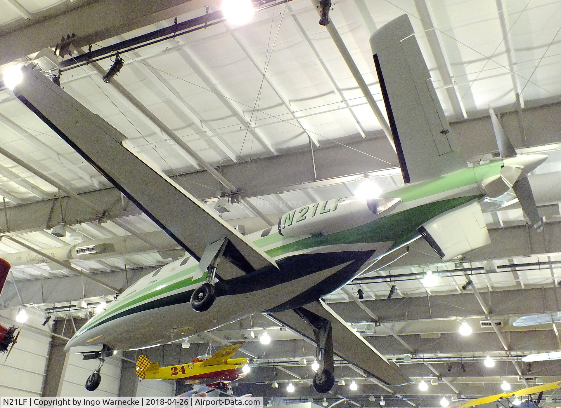 N21LF, 1982 LearAvia Lear Fan 2100 C/N E003, LearAvia Lear Fan LF 2100 at the Frontiers of Flight Museum, Dallas TX