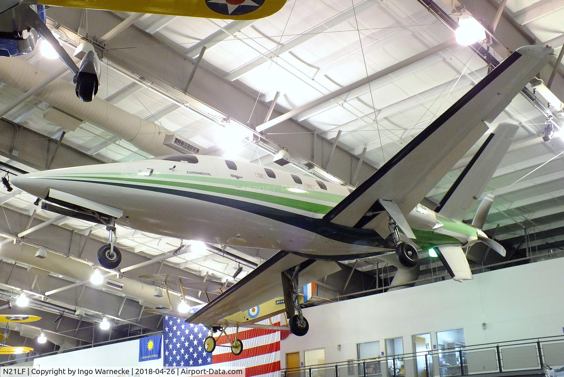 N21LF, 1982 LearAvia Lear Fan 2100 C/N E003, LearAvia Lear Fan LF 2100 at the Frontiers of Flight Museum, Dallas TX