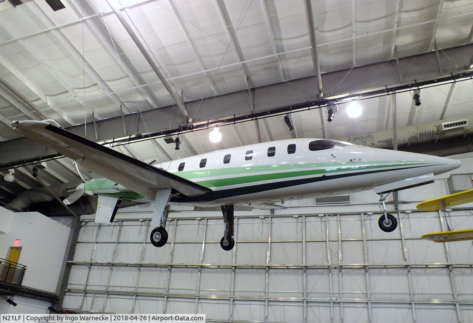 N21LF, 1982 LearAvia Lear Fan 2100 C/N E003, LearAvia Lear Fan LF 2100 at the Frontiers of Flight Museum, Dallas TX
