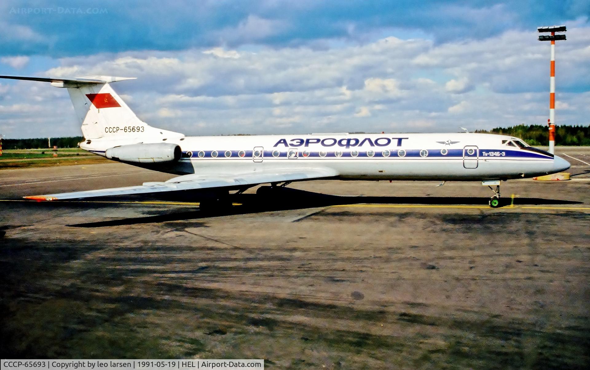 CCCP-65693, 1980 Tupolev Tu-134B-3 C/N 63221, Helsinki 19.5.1991