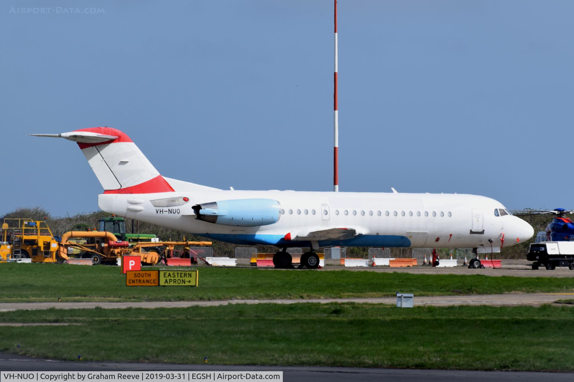 VH-NUO, 1995 Fokker 70 (F-28-0070) C/N 11529, Parked at Norwich.