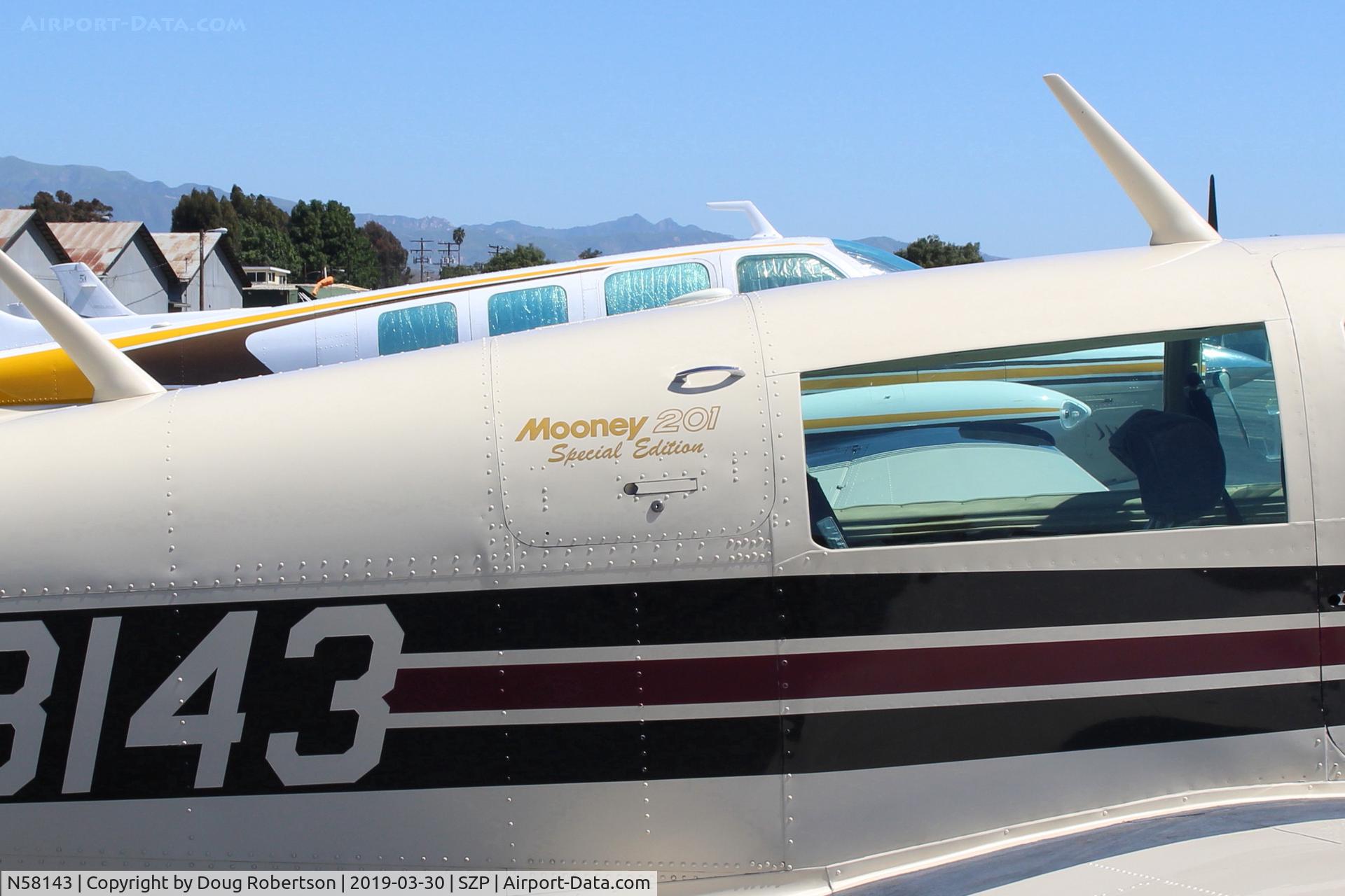 N58143, 1985 Mooney M20J 201 C/N 24-1573, 1985 Mooney M20J 201, Lycoming IO-360-A&C 200 Hp, Special Edition marking