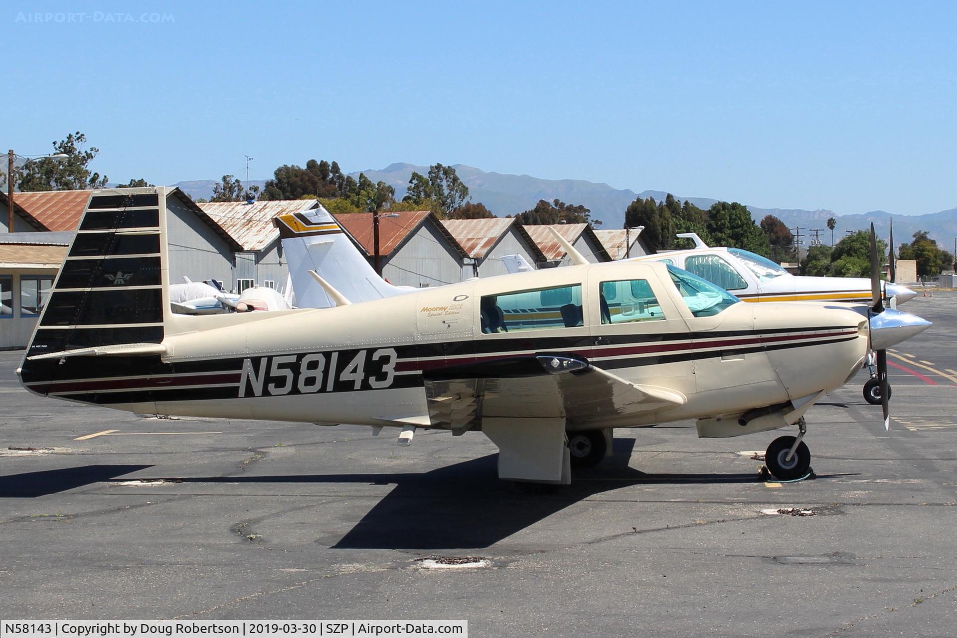 N58143, 1985 Mooney M20J 201 C/N 24-1573, 1985 Mooney M20J 201, Lycoming IO-360 A&C 200 Hp, on Transient Ramp