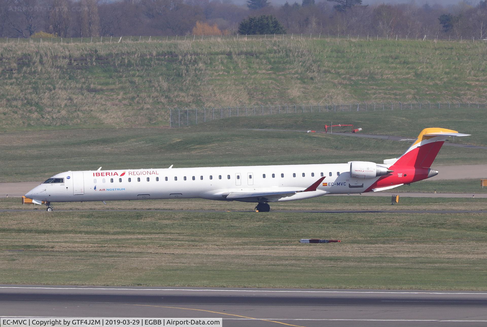 EC-MVC, 2018 Bombardier CRJ-1000 (CL-600-2E25) C/N 19062, EC-MVC at Birmingham 29.3.19