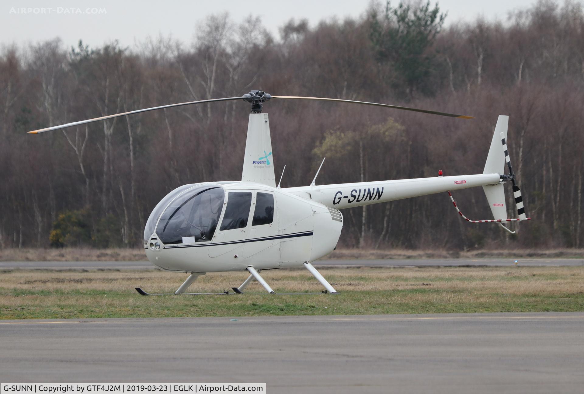 G-SUNN, 2004 Robinson R44 Clipper C/N 1367, G-SUNN at Blackbushe 23.3.19