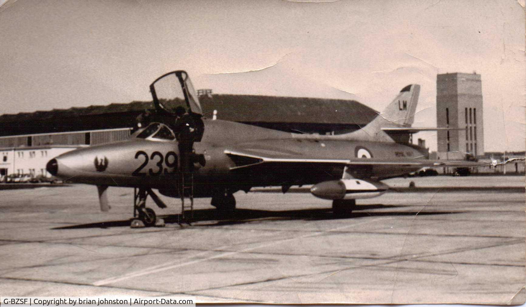 G-BZSF, 1956 Hawker Hunter T.8B C/N HABL-003150, T8 b of 809 sqdn Royal Navy, Lossiemouth 1964 onward