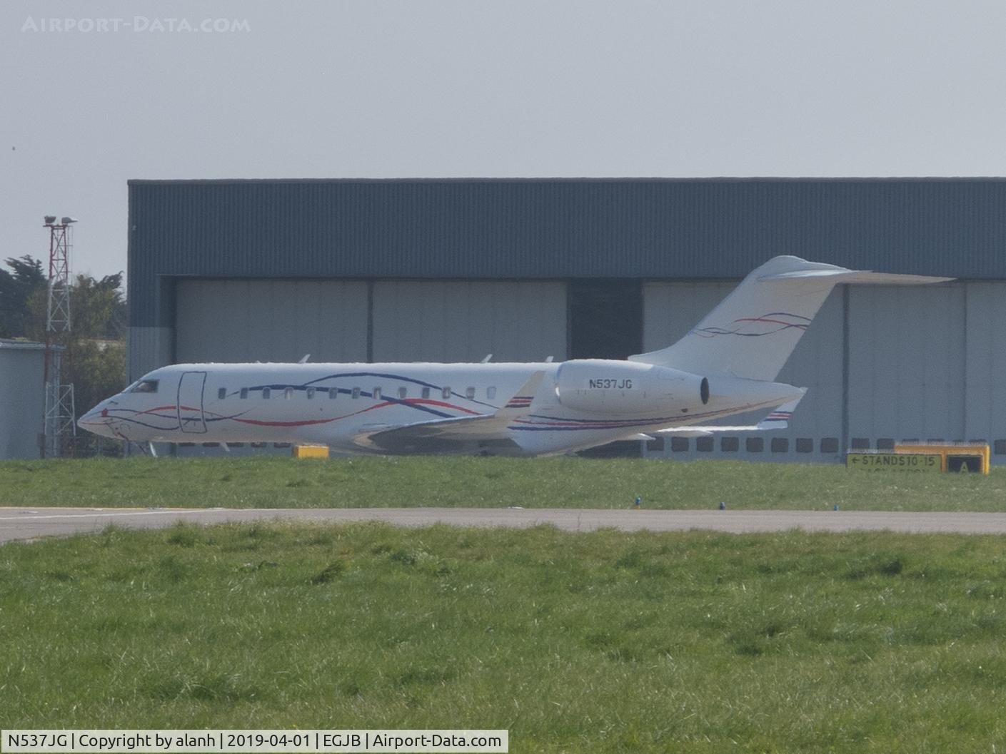 N537JG, 2012 Bombardier BD-700-1A10 Global 6000 C/N 9537, Outside the Aigle hangar, Guernsey
