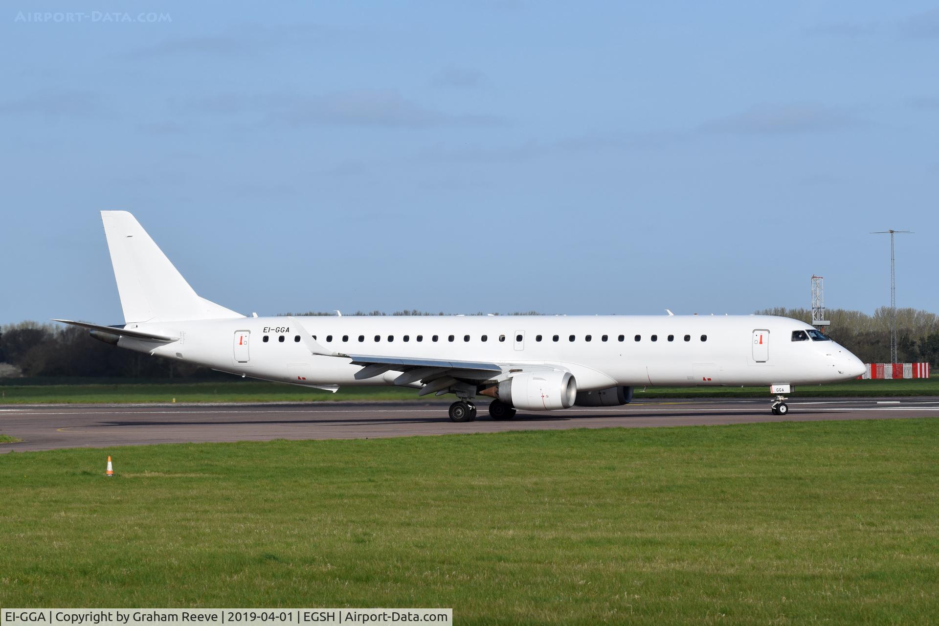 EI-GGA, 2008 Embraer ERJ 190-200LR C/N 19000184, Just landed at Norwich.