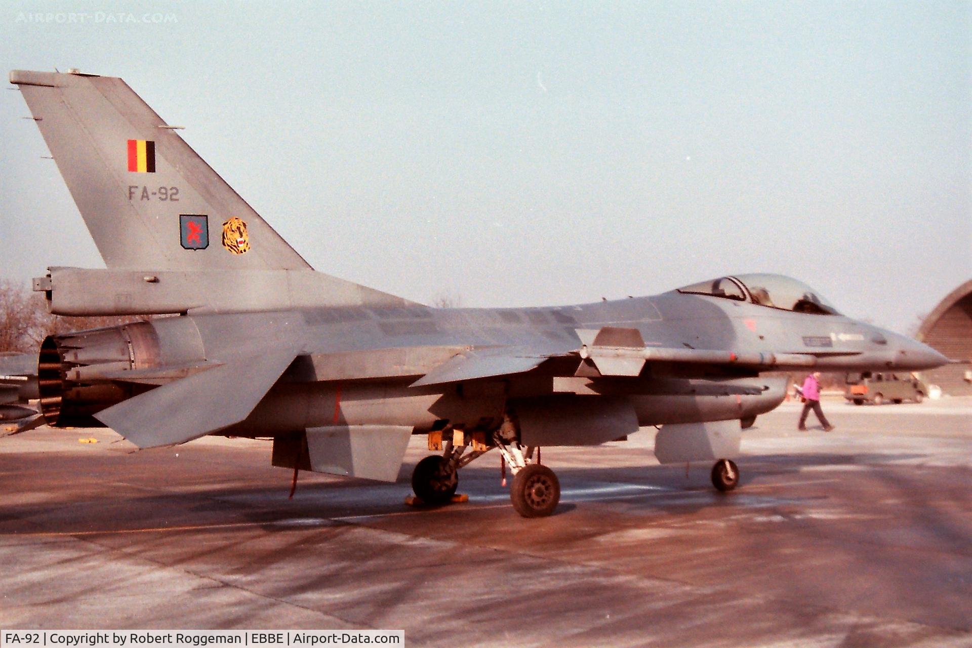 FA-92, 1980 SABCA F-16AM Fighting Falcon C/N 6H-92, F-16A.SPOTTERSDAY.31 SQUADRON.1996-01.
