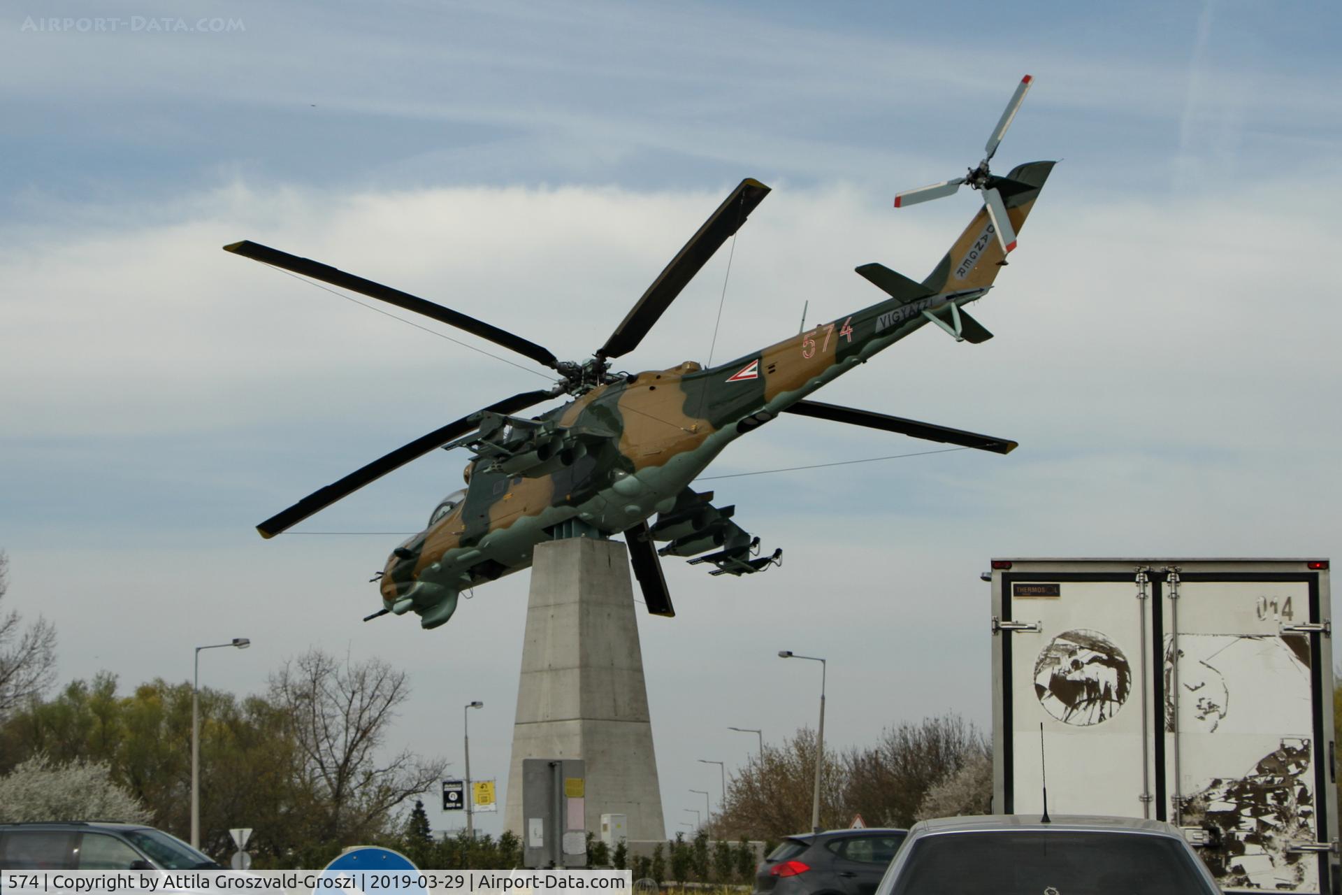 574, Mil Mi-24D Hind C/N K220574, Displayed in public area of Szolnok. Hungary