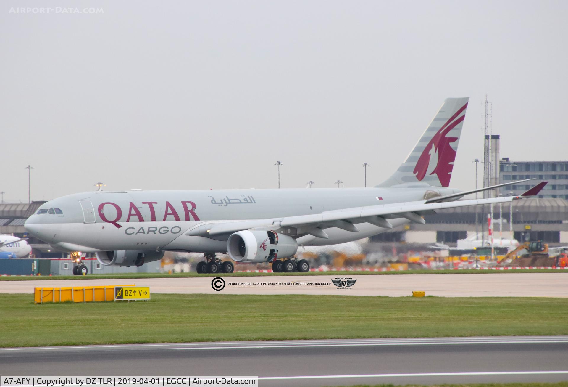 A7-AFY, 2013 Airbus A330-243F C/N 1386, Qatar Cargo A7-AFY Landing MAN-EGCC for Air livery to be painted into Sichuan Airlines colors leaving MAN-EGCC back to Doha with an A7- reg sticker over the b- reg until its handed over to Sichuan Airlines