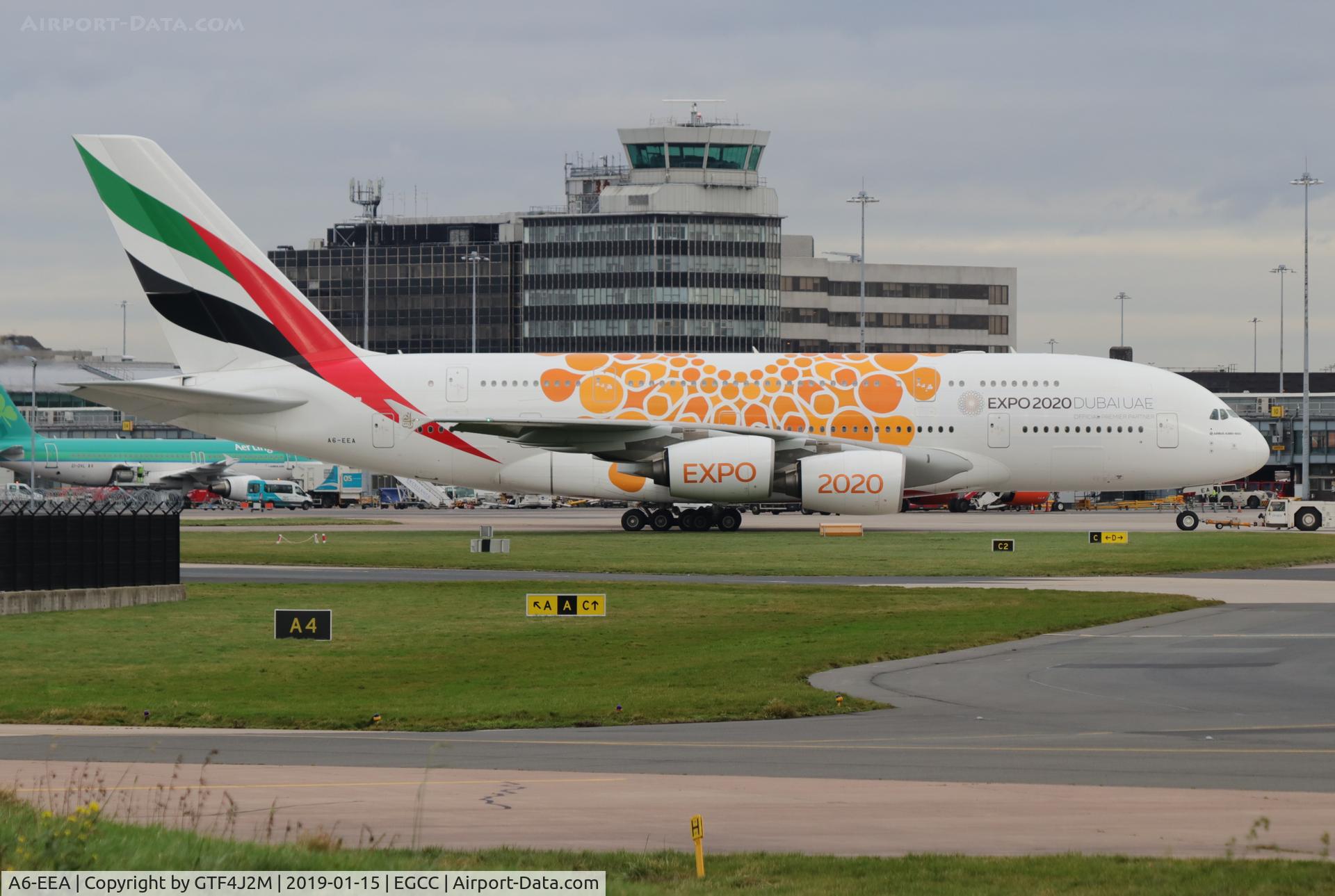 A6-EEA, 2012 Airbus A380-861 C/N 108, A6-EEA at Manchester 15.1.19