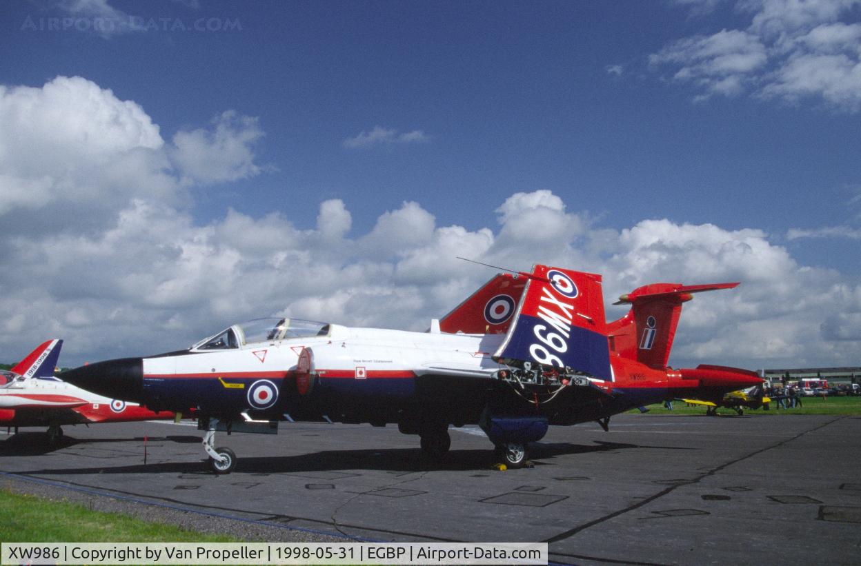 XW986, 1972 Hawker Siddeley Buccaneer S.2B C/N B3-01-72, Buccaneer S2B at Kemble airfield, 1998. Owned buy Delta Jets at the time.