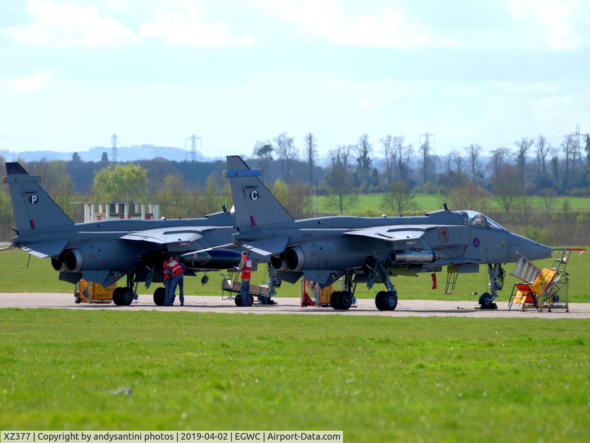 XZ377, 1977 Sepecat Jaguar GR.3A C/N S.144, taken at RAF cosford  

XZ377 coded [P] is on the left  
XX724 coded [C] is on the right
