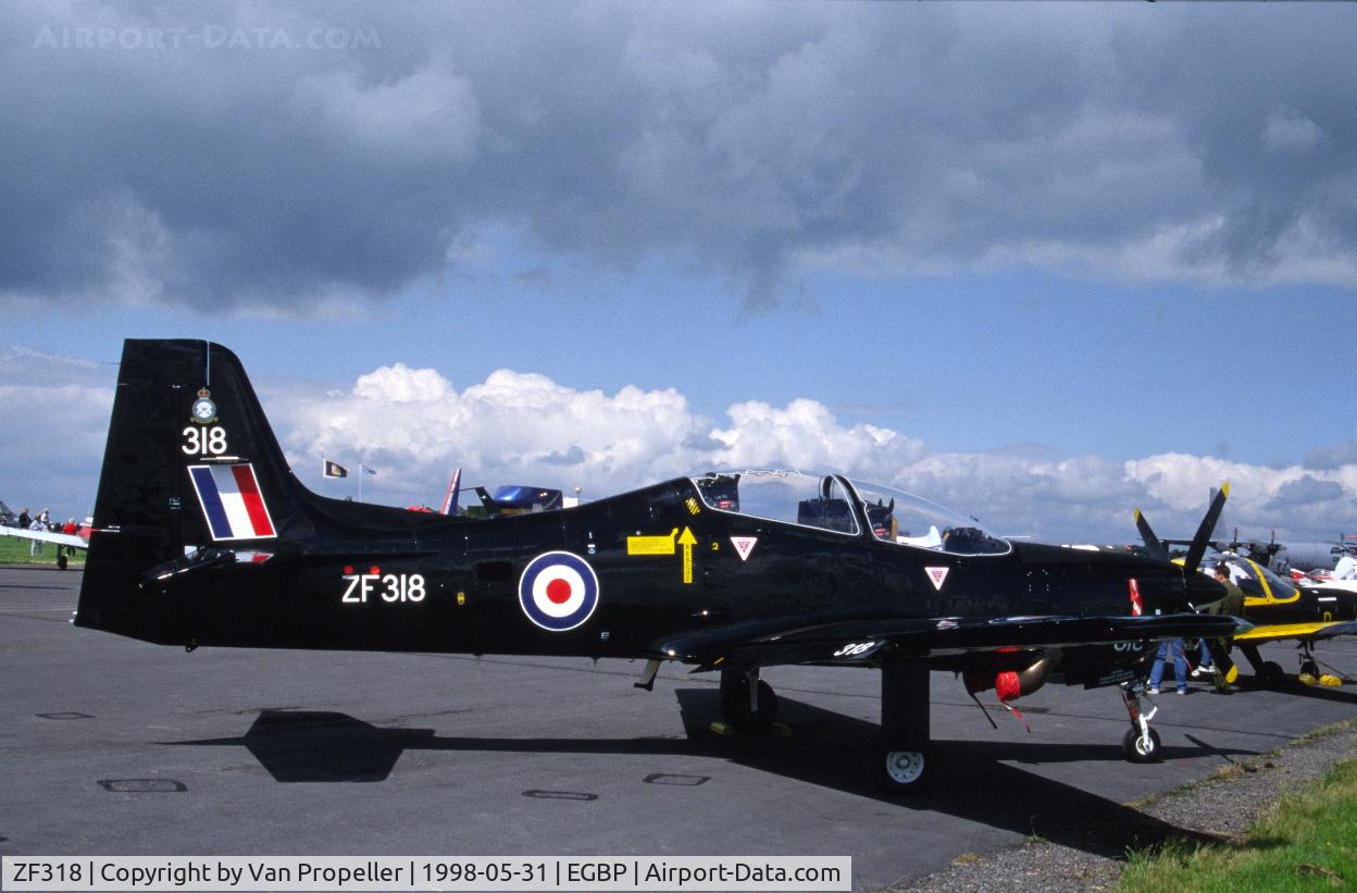 ZF318, 1991 Short S-312 Tucano T1 C/N S099/T70, RAF Tucano T.Mk.1 trainer at Kemble airfield, 1998