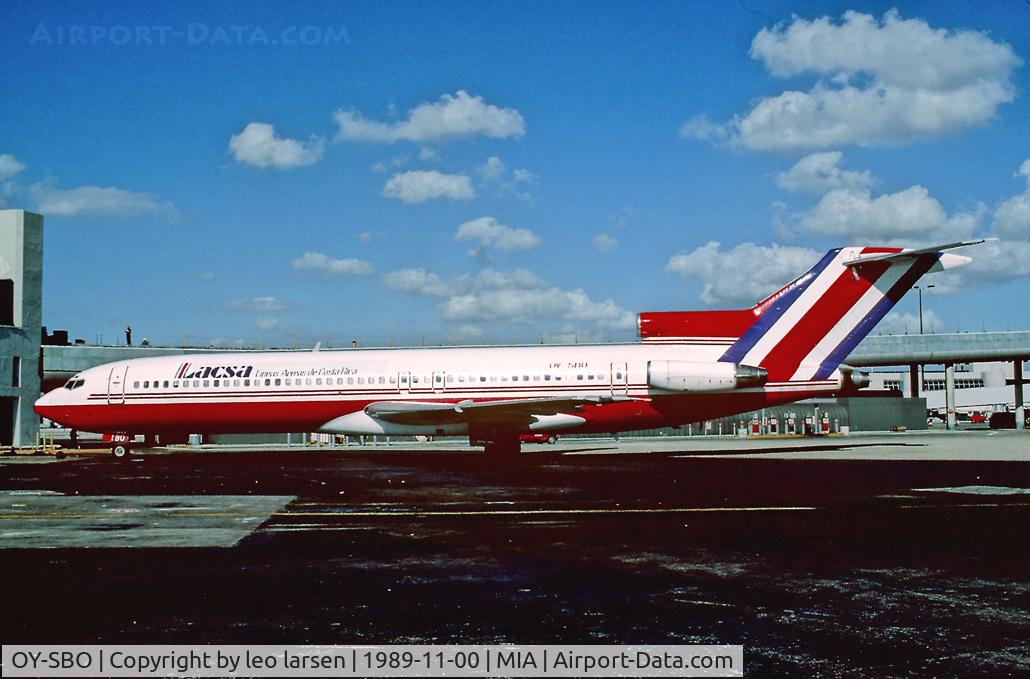 OY-SBO, 1988 Boeing 727-2K3 C/N 22770, MIami 11.1989 duing lease to Lacsa