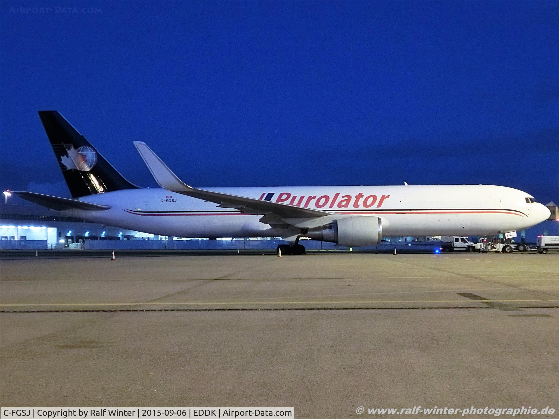 C-FGSJ, 1993 Boeing 767-39H C/N 26256, Boeing 767-39HERBCF(W) - W8 CJT Cargo Jet Airways'Purolator' - 26256 - C-FGSJ - 06.09.2015 - CGN