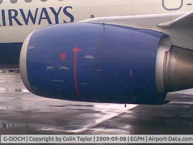 G-DOCH, 1991 Boeing 737-436 C/N 25428, Port Engine Nacelle, showing warning markings