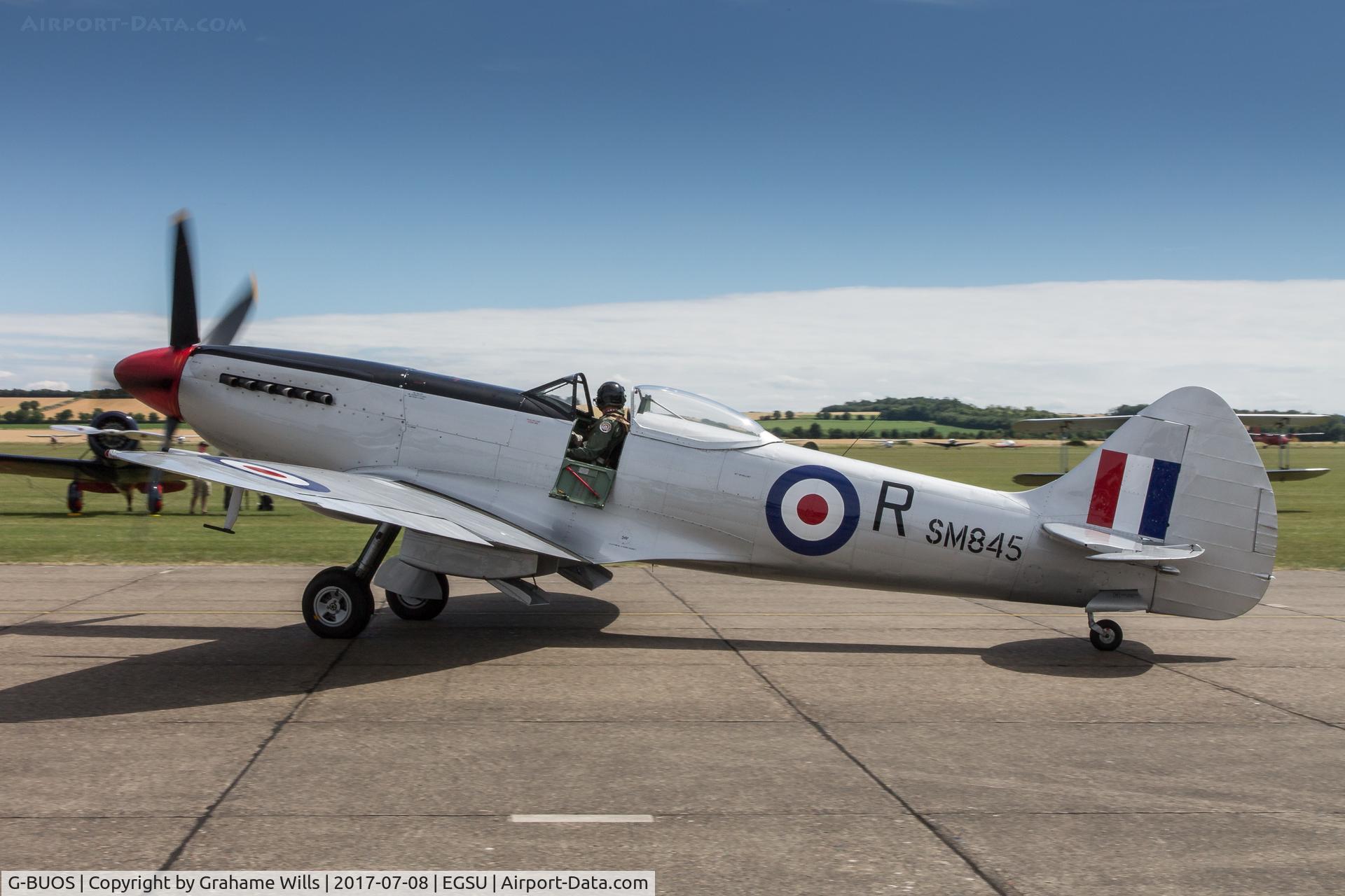 G-BUOS, 1945 Supermarine 394 Spitfire FR.XVIIIe C/N 6S/672224, Supermarine Spitfire XVIII SM845/R (G-BUOS) Spitfire Ltd, Duxford 8/7/17