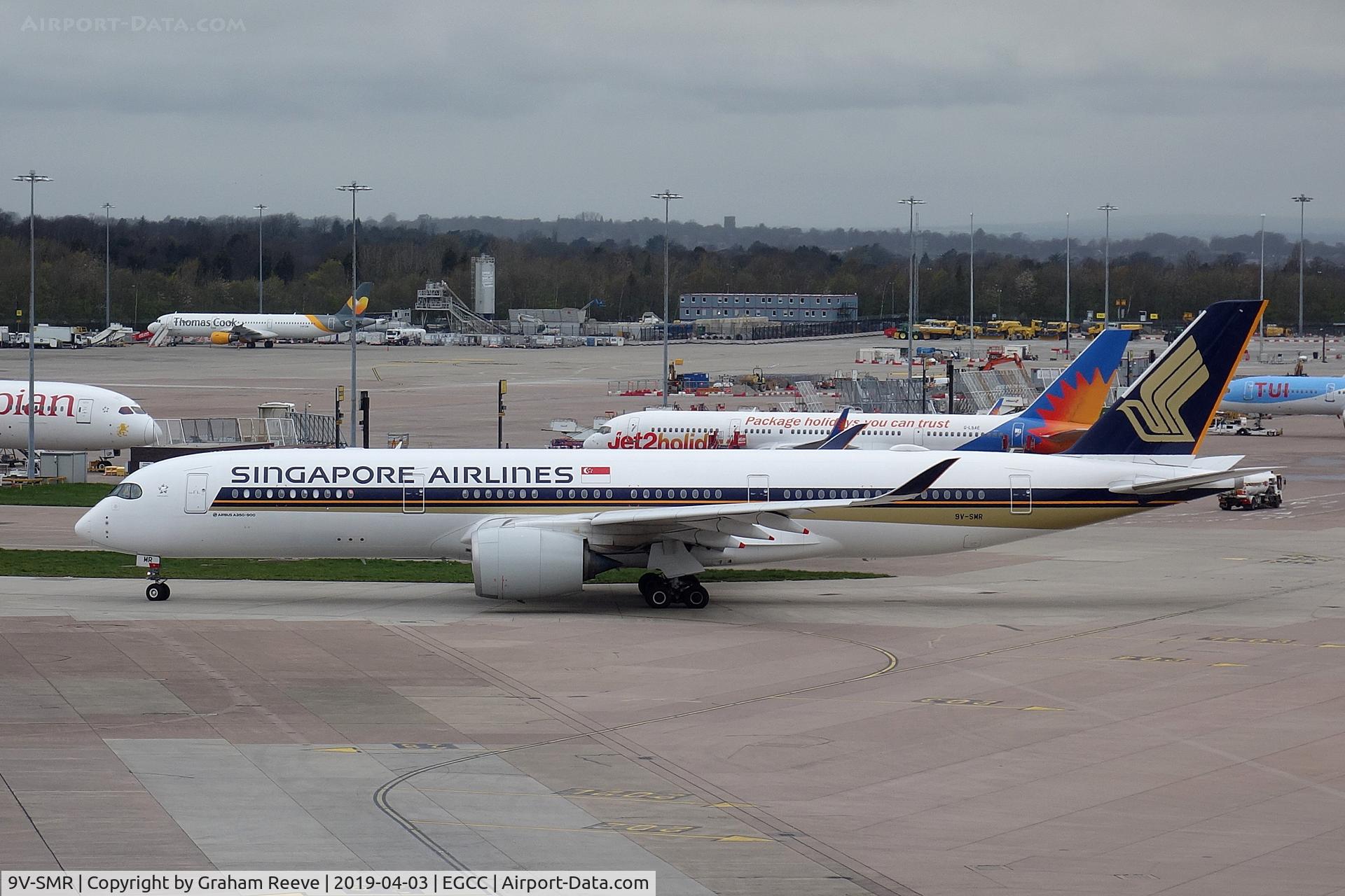 9V-SMR, 2017 Airbus A350-941 C/N 140, Departing from Manchester.