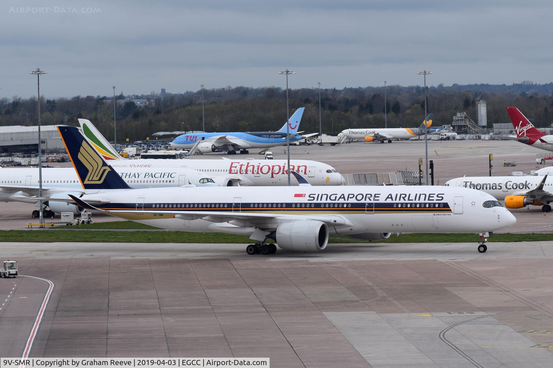 9V-SMR, 2017 Airbus A350-941 C/N 140, Just landed at Manchester.