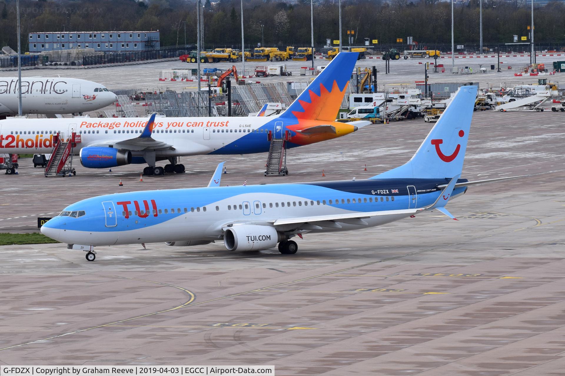 G-FDZX, 2011 Boeing 737-8K5 C/N 37258, Departing from Manchester.